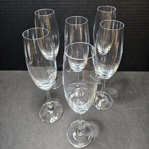 Krosno Poland Elegant Stemmed Flute Wine Champagne Glasses Set of 6 NIB